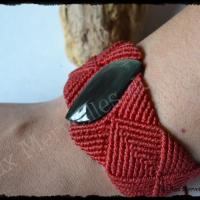 Bracelet k res obsidienne manto huichol porte