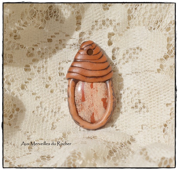 Pendentif polymere jaspe breche 3