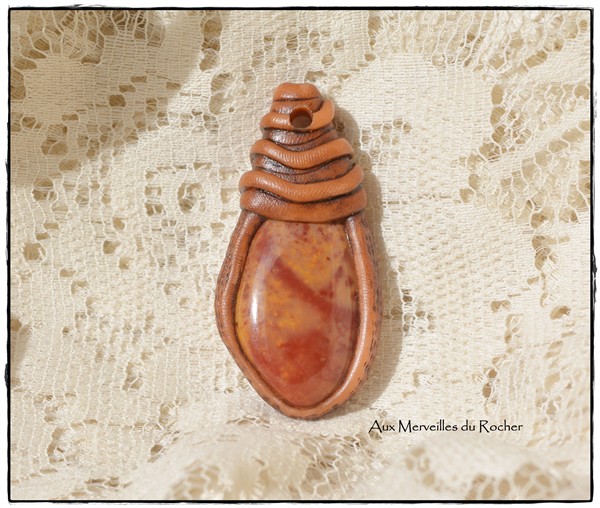 Pendentif polymere jaspe mokaite 3