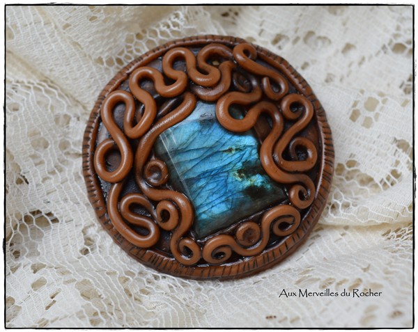 Pendentif polymere labradorite 1